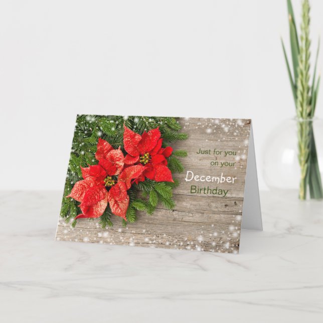 Cartes Pour Fêtes Annuelles Poinsettia, décembre Noël Anniversaire (Devant)