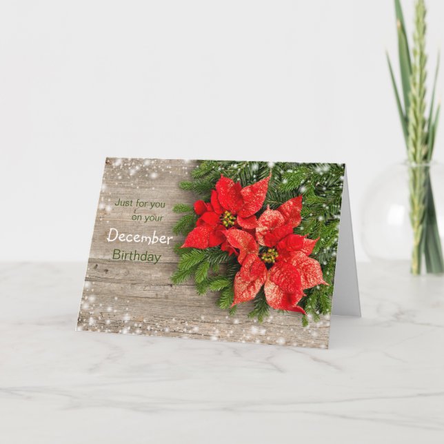 Cartes Pour Fêtes Annuelles Poinsettia, décembre Noël Anniversaire (Devant)