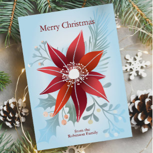 Cartes Pour Fêtes Annuelles Poinsettia d'hiver abstrait rouge Fleur de Noël