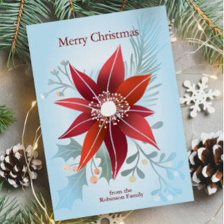 Cartes Pour Fêtes Annuelles Poinsettia d'hiver abstrait rouge Fleur de Noël