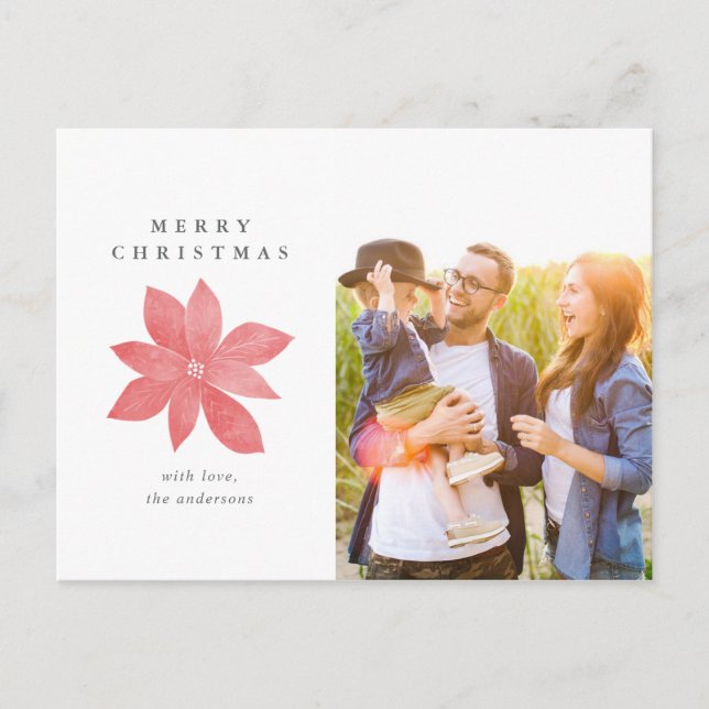 Cartes Pour Fêtes Annuelles Poinsettia Elegant Joyeux Noël Photo (Devant)