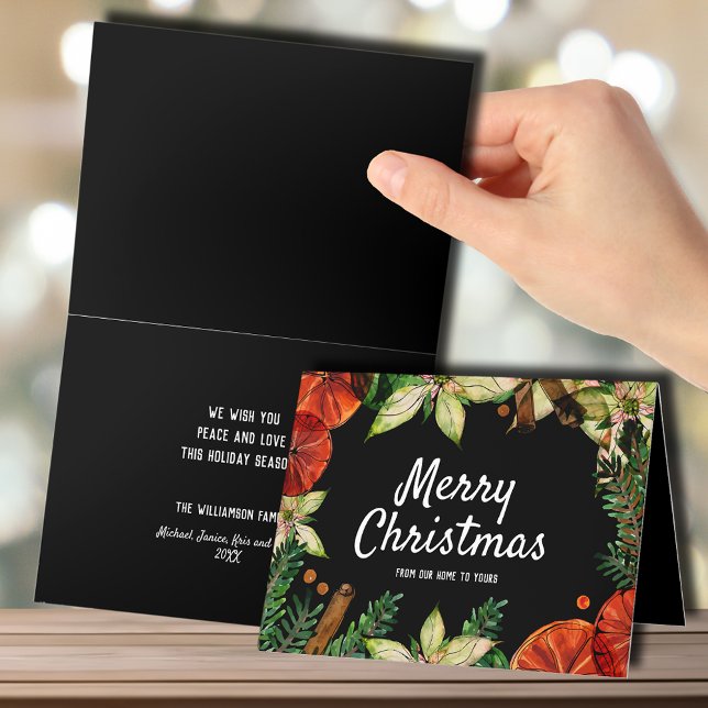 Cartes Pour Fêtes Annuelles Poinsettia et Oranges Noël (Créateur téléchargé)