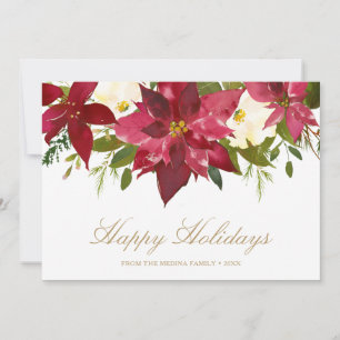 Cartes Pour Fêtes Annuelles Poinsettia Gold Happy Holidays Élégant Noël