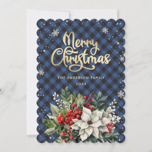 Cartes Pour Fêtes Annuelles Poinsettia Houx Baies Rouges Flocons de Neige Noël