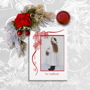 Cartes Pour Fêtes Annuelles Poinsettia Joy Red Christmas Card
