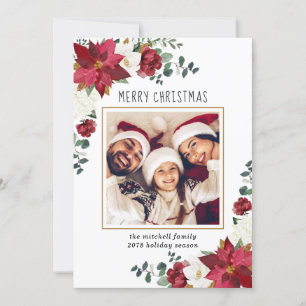 Cartes Pour Fêtes Annuelles Poinsettia Magnolia Floral Photo moderne Noël