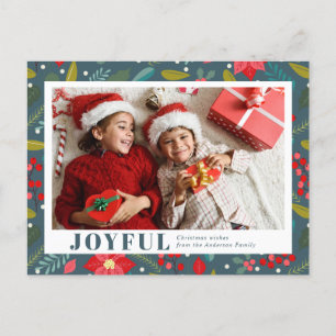 Cartes Pour Fêtes Annuelles Poinsettia motifs floraux Joyeux Photo Noël