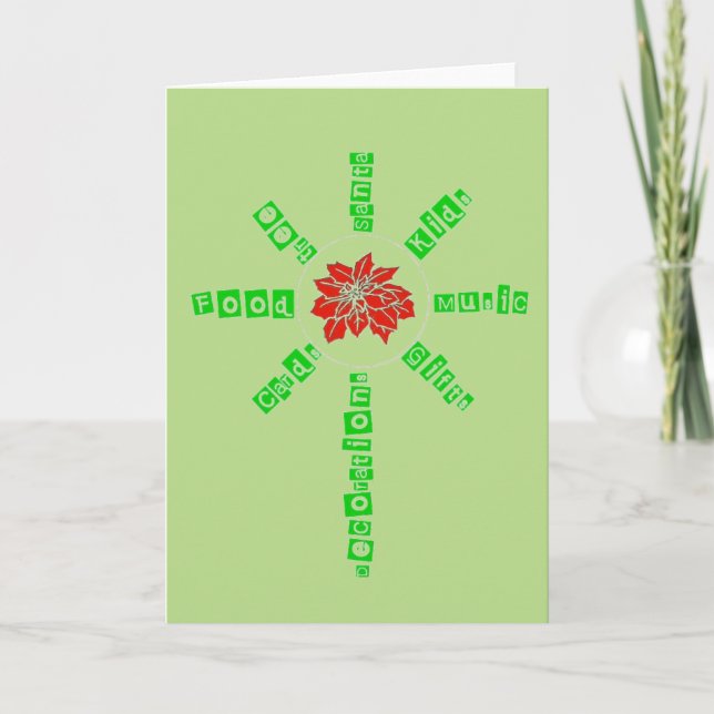Cartes Pour Fêtes Annuelles Poinsettia Musique Cadeaux Décorations alimentaire (Devant)
