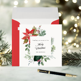 Cartes Pour Fêtes Annuelles Poinsettia peint à la main Joyeux Noël botanique