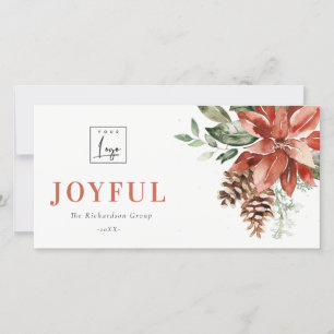 Cartes Pour Fêtes Annuelles Poinsettia Pin Joie Noël Logo Entreprise