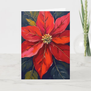 Cartes Pour Fêtes Annuelles Poinsettia Rouge Fleur de Noël Peinte