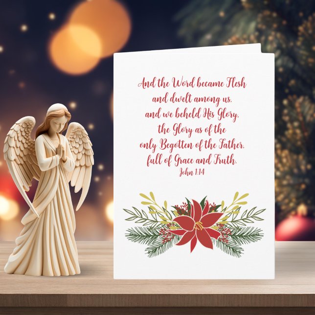 Cartes Pour Fêtes Annuelles Poinsettia Rouge Vert et Or Garland (Poinsettia Red Green and Gold Garland Holiday Card)