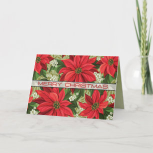 Cartes Pour Fêtes Annuelles Poinsettias et une bière froide glacée Noël amusan
