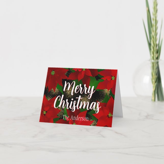 Cartes Pour Fêtes Annuelles Poinsettias rouges (Devant)