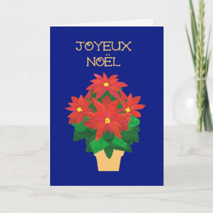 Cartes Pour Fêtes Annuelles Poinsettias rouges sur la salutation bleue de