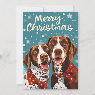 Cartes Pour Fêtes Annuelles Pointeur à cheveux allemand Joyeux Noël