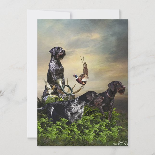 Cartes Pour Fêtes Annuelles Pointeur À poils durs allemand (Devant)