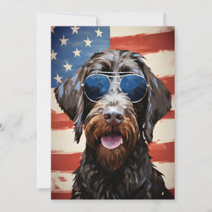 Cartes Pour Fêtes Annuelles Pointeur à poils durs Griffon 4 juillet indépendan