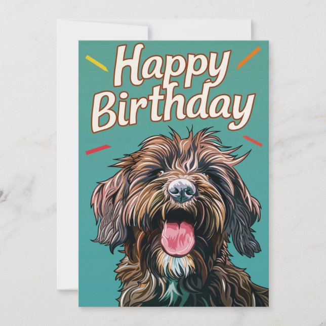 Cartes Pour Fêtes Annuelles Pointeur à poils durs Griffon Joyeux anniversaire (Devant)