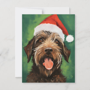 Cartes Pour Fêtes Annuelles Pointeur à poils durs Griffon peinture de Noël