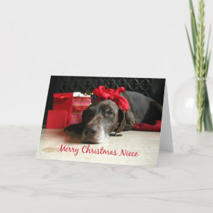 Cartes Pour Fêtes Annuelles Pointeur de noël nièce et cadeaux à firepla