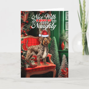 Cartes Pour Fêtes Annuelles Pointeur Griffon Dog Naughty ou Nice