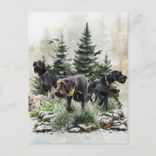 Cartes Pour Fêtes Annuelles Pointeurs À poils durs allemands, Art
