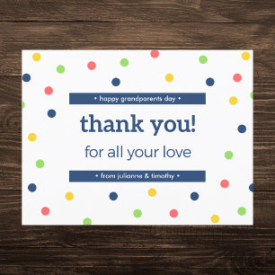 Cartes Pour Fêtes Annuelles Points colorés Joyeux grand-parents Merci de jour