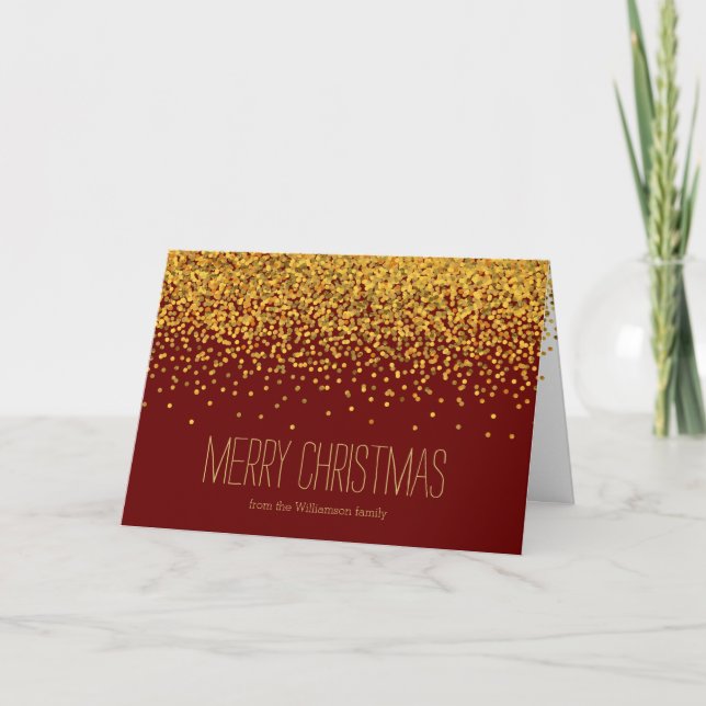 Cartes Pour Fêtes Annuelles Points Confetti Gold et Red Glam Noel (Devant)