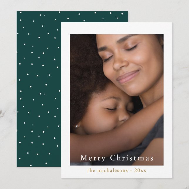 Cartes Pour Fêtes Annuelles Points simples et élégants Joyeux Noël Photo (Devant / Derrière)