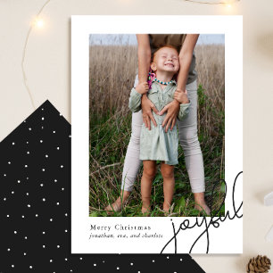 Cartes Pour Fêtes Annuelles Points simples Noir Joyeux Script Photo Élégante