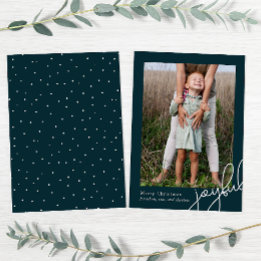 Cartes Pour Fêtes Annuelles Points Turquoises Joyeux Script Photo Élégante