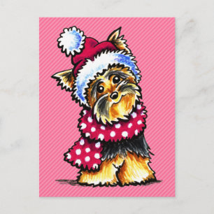 Cartes Pour Fêtes Annuelles Pois d'écharpe d'hiver de Yorkie