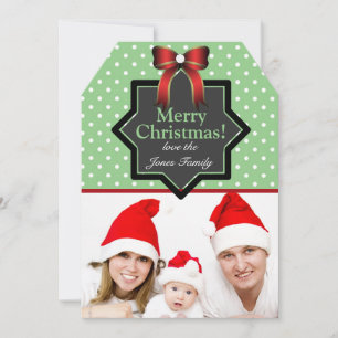 Cartes Pour Fêtes Annuelles pois et Bow Festive Photo personnalisée Noël