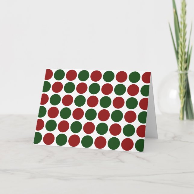 Cartes Pour Fêtes Annuelles Pois rouges et verts en blanc (Devant)