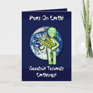 Cartes Pour Fêtes Annuelles Pois sur terre ! Bonne volonté vers des terriens !