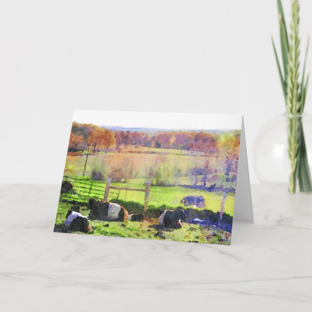 Cartes Pour Fêtes Annuelles Poisson de vaches galloway ceinturé reposant en bl (Devant)