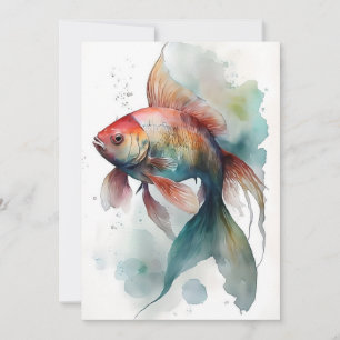 Cartes Pour Fêtes Annuelles Poisson D'Or 2 En Aquarelles