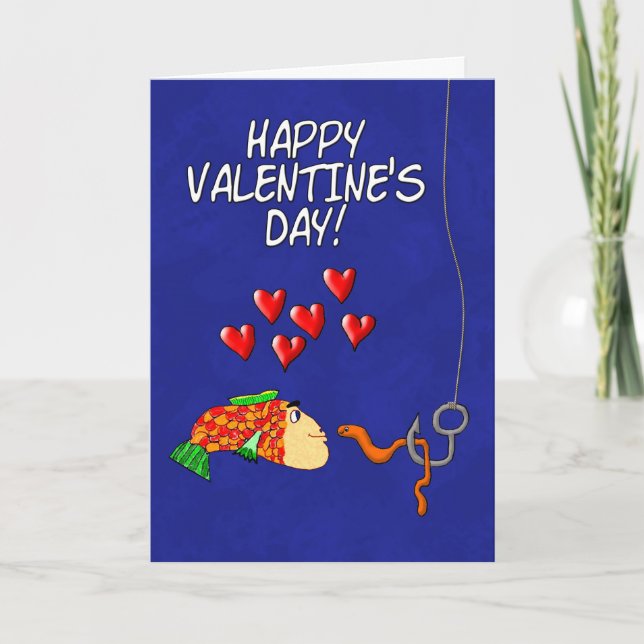 Cartes Pour Fêtes Annuelles Poisson et appâts Heureuses Saintes-Valentin Humou (Devant)