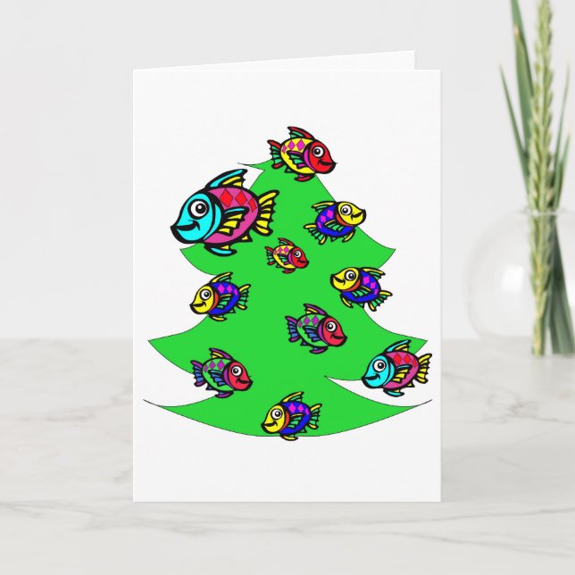 Cartes Pour Fêtes Annuelles poissons à l'arbre de Noël (Devant)