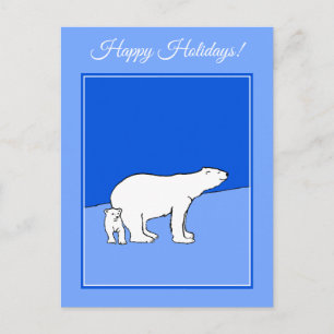 Cartes Pour Fêtes Annuelles Polar Bear Mom and Cub Peinture - Wildlife Art