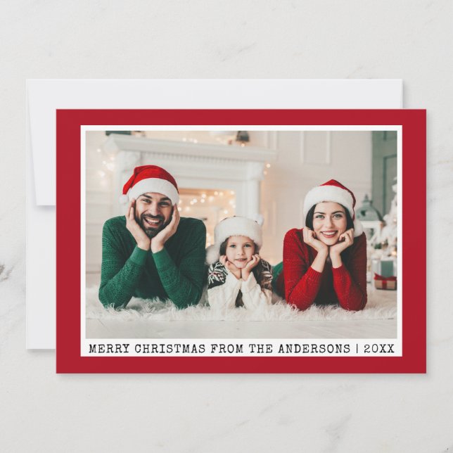 Cartes Pour Fêtes Annuelles Police à écrire tendance Font Noël Photo Rouge (Devant)
