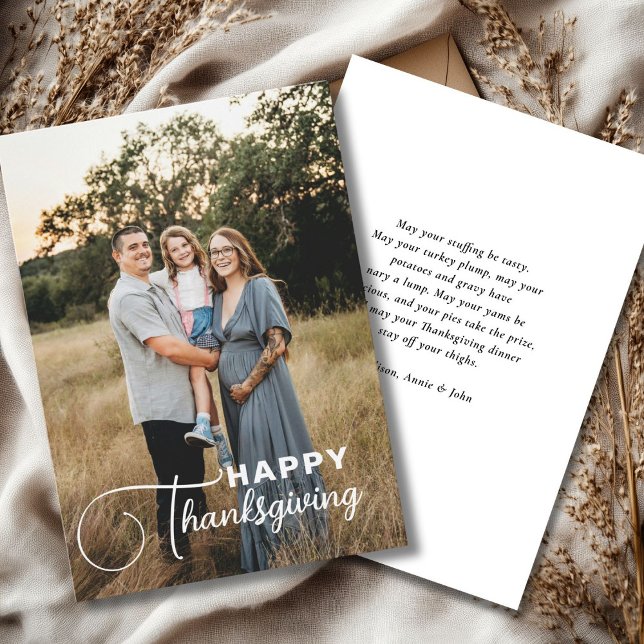 Cartes Pour Fêtes Annuelles Police de script "Bon thanksgiving", 1 photo ("Happy Thanksgiving!" Simple Thanksgiving, Photo Card, script font, modern.)