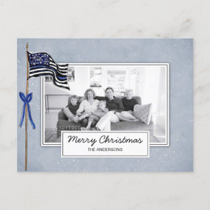 Cartes Pour Fêtes Annuelles Police Ligne Bleue Mince Drapeau Américain Photo d