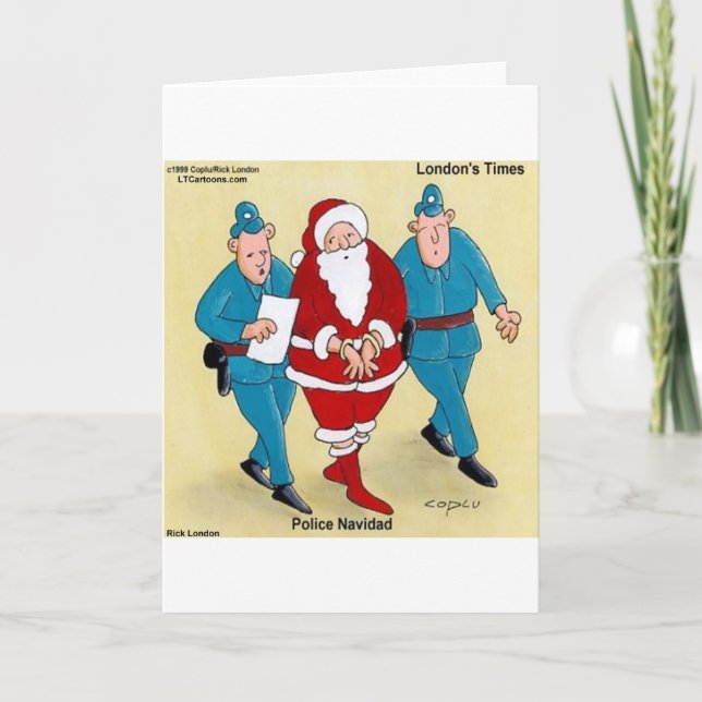 Cartes Pour Fêtes Annuelles Police Navidad : Père Noël A Été Très Mauvais (Devant)