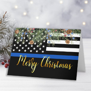 Cartes Pour Fêtes Annuelles Police Noël Mince Ligne Bleue Police