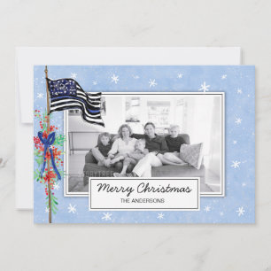 Cartes Pour Fêtes Annuelles Police Thin Blue Line Flag Holly Family