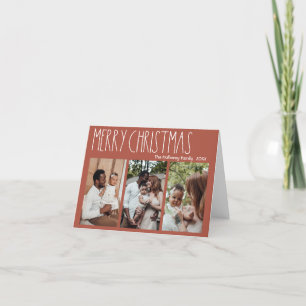 Cartes Pour Fêtes Annuelles Polka Boho Rouge Point Noël Trois Photos Pliées