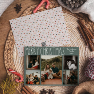 Cartes Pour Fêtes Annuelles Polka Boho vert point Noël Cinq photos