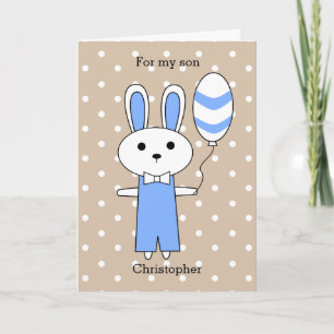 Cartes Pour Fêtes Annuelles Polka Dot Bleu Bunny Pâques
